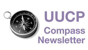 "UUCP Compass Newletter" beside greyscale image of compass